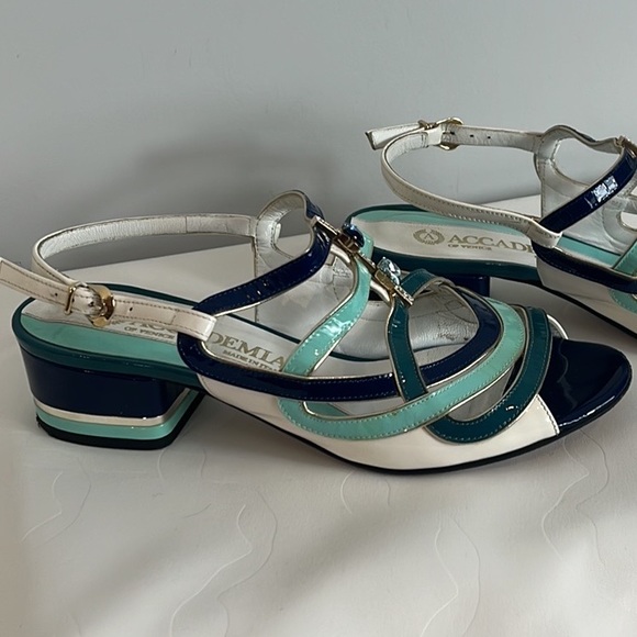 Accademia of Venice made in Italy Shades of Blue Bejewelled Sling Back Sandal - Picture 12 of 17